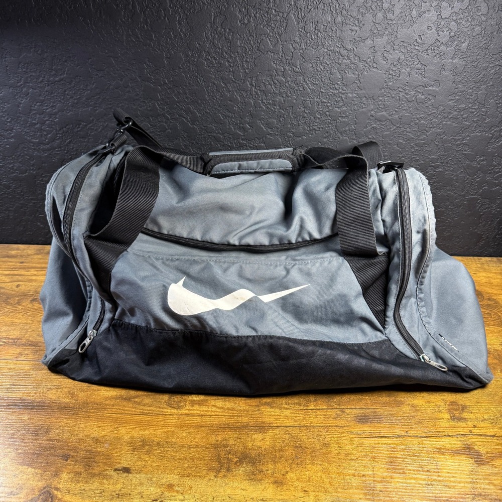 Nike Team‎ Training Grey Black Polyester Duffel Bag Mens Womens Medium